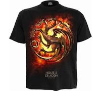 Spiral T-Shirt House of the Dragon Flames – Frontdruck, Unisex, 100% Baumwolle – Schwarz L