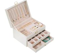 HOUSLUX Schmuckaufbewahrung 3 Ebenen, Stapelbar Schmuckaufbewahrung, 2 Schubladen 23 * 17 * 13.5 CM