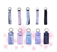 Housoutil 10 Stück Neopren Schlüsselanhänger mit Marmormuster Praktische Lippenstifthüllen aus Sbr Material Tragbare Lippenpflegehalter für Alltag und Geschenk Zufällige Zufällige Farbe