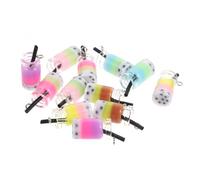 Housoutil 12 Stück Milchtee Schmuckanhänger aus Bruchfestem Harz Bunter Bubble Tea Schlüsselanhänger für Selbstgemacht Schmuck und Halsketten Langlebig und Farbecht Geschenk Zufällige Farbe