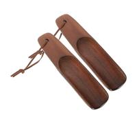Housoutil 2 Stück Holz Schuhlöffel mit Lederband 15,5cm Leicht und Praktisch für Einfaches und Ausziehen von Schuhen im Alltag Zufällige Farbe