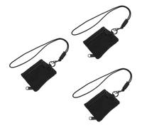 Housoutil 3 Stück Multifunktionale Kopfhörerbeutel kleine Tasche Hangsack im Freien kleine Beuteltasche tragbare Schlüsseltasche hängende Aufbewahrungstasche Schlüsselbeutel Nylon Schwarz