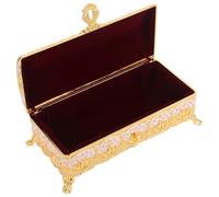 Housoutil Antike Vintage Schmuckschatulle aus Metall Dekorative Schmuckdose mit Metallprägung Aufbewahrungsbox für Ringe Ohrringe und Halsketten Europäischer Retro Schmuckhalter für Damen