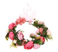 Housoutil Boho Braut Haarband Kranz Stirnband mit Künstlichen Rosen Langlebiger Kunststoff und Stoff Rosa Blüten für Hochzeit Festival und Fotografie