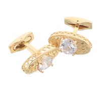 Housoutil Elegante Goldene Manschettenknöpfe aus Kupfer mit Zirkon 2 Stück Leicht und Stilvoll Accessoire für Formelle Anlässe und Abendveranstaltungen