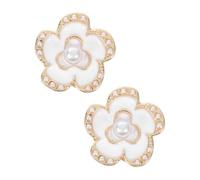 Housoutil Elegante Manschettenknöpfe für Damen mit Blumenmuster aus Legierung 2 Stück Stilvolle Perlenknöpfe für Hemden und Kleider Geeignet für Formelle Anlässe