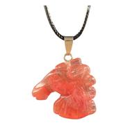 Housoutil Natürlicher Pferdekopf Anhänger Halskette aus Naturstein mit Seil Leicht und Tragbar Einfache Vintage Halsketten Dekoration als Geschenk für Thanksgiving Zufällige Zufällige Farbe