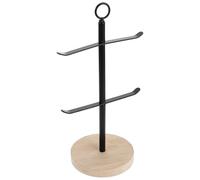 Housoutil Schmuckständer aus Massivem Holz 2 lagiges Design für Ringe und Anhänger Minimalistischer Schmuckorganizer für Schlafzimmer und Tischplatte Platzsparend