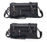 Housoutil Umschlaghandtasche Kleiner 7 Zoll für Damen aus Pu Schwarz