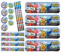 HOVUK Disney Super Wings SchreibwarenSet für Kinder, Schulanfang, SchreibwarenZubehör, Federmäppchen und Schreibset, Geschenk für Unisex ab 3 Jahren, 5teilig, 20teiliges SchreibwarenSet,