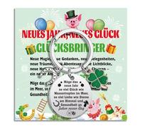 HOWAF Glücksbringer Silvester 2026, Silvester Glücksbringer Schlüsselanhänger Kleeblatt Hufeisen Viel Glück Glücksbringer Schlüsselanhänger Glücksschwein Karte für Silvester Geschenk Neujahr 2026