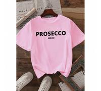 Howell Damen Lässig "Prosecco Mood" Buchstaben Muster T-Shirt, Rundhalsausschnitt, normale Länge - Mode Top für alle Jahreszeiten, Pink Sommer