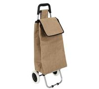 HowHomely Einkaufstrolley beige - Jute Einkaufsroller auf Rädern - Faltbarer Einkaufswagen mit Tragetasche für Markt, Einkaufen, nachhaltig
