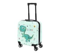 HowHomely | Kinderkoffer Kabine 3D 51x31x22 cm - Handgepäck Trolley mit Rollen Dinosaurier, Hartschale, leicht, bunt, Reisekoffer für Kinder, Urlaub, Flugzeug