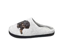 Howilath 3D Dackel Welpe Weiß gedruckt Damen Innen Outdoor Unisex Slip auf Hausschuhe Männer Baumwolle Hausschuhe Casual Hausschuhe-40-41