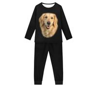 Howilath Cartoon Faultier Planet Blau Designer Jugend Pyjama Anzug ein Paar Nachtwäsche Langarm Nachtwäsche für Mädchen Jungen, Golden Retriever, 13-14 Jahre