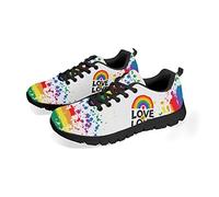 Howilath LGBT Pride Rainbow Love Pattern Damen Laufschuhe Freizeit Stilvolle Bequeme Leichte Jogging Trainer Flache Turnschuhe