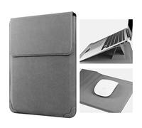 HoYiXi 14 Zoll Laptop Hülle PU Leder Tasche Kompatibel mit New MacBook Pro 14 2021/ASUS Vivobook 14/HP Pavilion X360/Lenovo IdeaPad 14/Dell Lenovo HP ASUS Acer Huawei Matebook 14'' PC, Grau