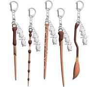 Joy Toy - Harry Potter 3D Zauberstab, Besen Schlüsselanhänger aus Metall, Nimbus 2000, Hermione, Ron Weasley, Dumbledore, in Geschenkpackung (5 Motive erhärtlich - 1 aus Zufallsprinzip)