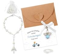 Hpbaggy Schutzengel Auto-Spiegel Anhänger Set, Geschenk für Autofahrer, Elegante Auto Deko mit Rückspiegel Anhänger als Glücksbringer für Neuwagen, zum Geburtstag und zur Autoeinweihung