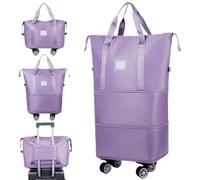 Hperu Faltbare Reisetasche mit Rollen, rollende Reisetasche mit Rollen und Griff, erweiterbares faltbares Gepäck, Trocken- und Nasstrennung auf, Reißverschluss für Fitnessstudio, Camping, Reisen