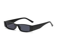 HPIRME 1PC Kleine Rechteckige Sonnenbrille Unisex Retro Quadratisch Schmaler Rahmen Sonnenbrille Eyewear Shades UV400,A,Mattschwarz,Einheitsgröße