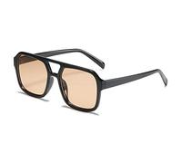 HPIRME Beige Sonnenbrille Damen Vintage Gradient Big Frame Sonnenbrille Square Eyewear, Schwarzer Tee, Einheitsgröße
