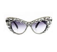 HPIRME Cat Eye Große Sonnenbrille Damen Übergroße Sonnenbrille Kristall Strass Brillen Glitzer, Multi, Einheitsgröße
