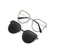 HPIRME Cat-Eye-Sonnenbrille, polarisiert, Clip-On-Brillengestell, leichte Vintage-Brille, C2 Schwarz, Einheitsgröße
