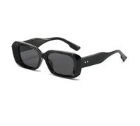 HPIRME Damen Rechteckige Brille Retro Herren Sonnenbrille UV400 Mode (Schwarz-Schwarz)