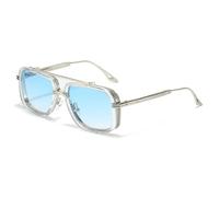 HPIRME Damen-Sonnenbrille aus Metall im Steampunk-Stil, luxuriös (Silberblau)