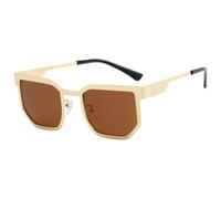 HPIRME Damenbrille mit Metallrahmen, modische Punk-Brille für Herren, Outdoor-Brille UV400 (Goldbraun)