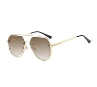 HPIRME Doppelsteg-Sonnenbrille für Damen, Retro-Sonnenbrille mit hohlem Metallrahmen für Herren (Goldener Tee-Farbverlauf)