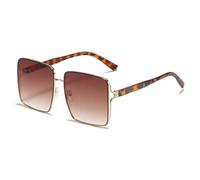 HPIRME Große Brille Damen Herren Modische Vintage-Metallrahmen-Fahrbrille Damen UV400 (Leopard Gradient Tea)