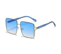 HPIRME Große Brille für Damen und Herren, modischer Vintage-Metallrahmen, Fahrbrille, UV400 (Blau-Verlauf)