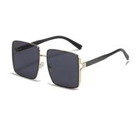 HPIRME Große Brille für Damen und Herren, modischer Vintage-Metallrahmen, Fahrbrille, UV400 (Schwarz/Grau)