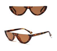 HPIRME Halbrahmen-Cat-Eye-Sonnenbrille für Damen, Retro-Vintage-Stil, gelbe Tönung, klare Gläser, Sonnenbrillen, C10, Einheitsgröße