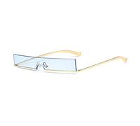 HPIRME Half Frame Small Rectangle Sonnenbrille Damen One Piece Shades Herren,Goldblau,Einheitsgröße