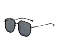 HPIRME Herren-Sonnenbrille mit Farbverlauf, Metallrahmen, UV400-Schutz (schwarz und grau)