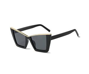 HPIRME Katzenaugen-schwarze Sonnenbrille-Frauen-Weinlese-Punkfarben-Sonnenbrille-weibliche Steigungs-Schattierungen, Black3134, Einheitsgröße