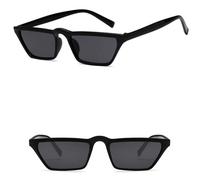 HPIRME Katzenaugen-Sonnenbrille für Damen, kühles Weiß, Schwarz, kleiner Rahmen, Sonnenbrille, weiblich, rechteckig, Retro-Sonnenbrille, C4, helles Schwarz, Einheitsgröße