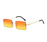 HPIRME Kleine Metallbrille für Damen und Herren, modischer Vintage-Stil, UV400 (Gold-Orange-Verlauf)