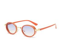 HPIRME Kleine ovale Sonnenbrille mit Metallrahmen, Damenmode, UV400, Herren, Punk, Vintage, Damen, UV400 (orange blau)