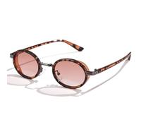 HPIRME Kleine ovale Sonnenbrille mit Metallrahmen, Damenmode, UV400, Herren, Punk, Vintage, weiblich (Leopard)