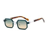 HPIRME Kleine Punk-Sonnenbrille für Damen, modisch, zweifarbig, UV400, Farbverlauf (Grün-Grüntee)