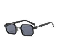 HPIRME Kleine Punk-Sonnenbrille für Damen, modisch, zweifarbig, UV400-Schutz, Farbverlauf (Schwarz-Grau)