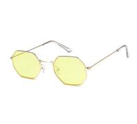 HPIRME Kleine quadratische Sonnenbrille für Damen, Retro-Sonnenbrille aus Roségold, transparente Ocean-Slice-Sonnenbrille, UV400, 4, Einheitsgröße