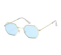 HPIRME Kleine quadratische Sonnenbrille für Damen, Retro-Sonnenbrille aus Roségold, transparente Ocean-Slice-Sonnenbrille, UV400, 5, Einheitsgröße