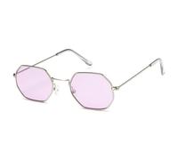 HPIRME Kleine quadratische Sonnenbrille für Damen, Retro-Sonnenbrille aus Roségold, transparente Ocean-Slice-Sonnenbrille, UV400, 3, Einheitsgröße