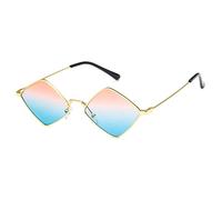 HPIRME Kleine Rauten-Sonnenbrille Damen Shades Metallrahmen Ocean Color Mirror Retro Black Retro Alloy Sonnenbrillen, 12, Einheitsgröße